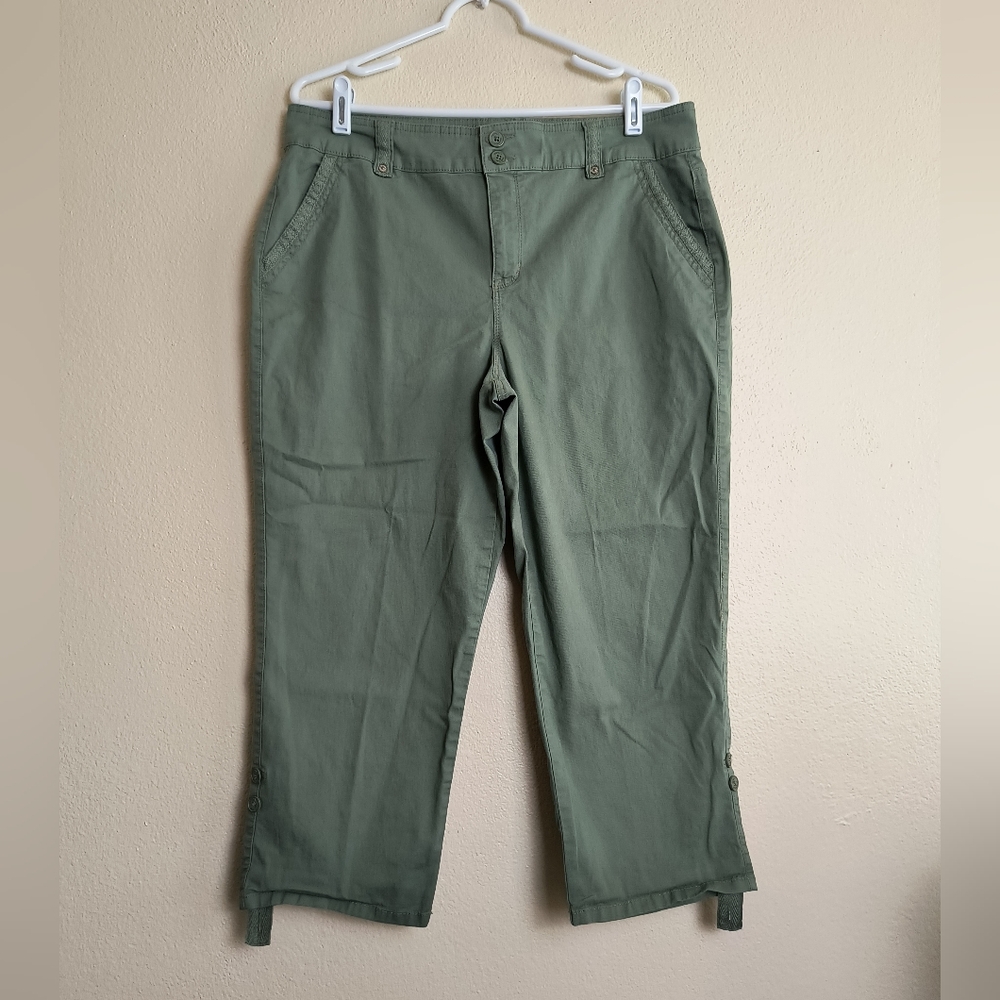 Gloria Vanderbilt Cuff Utility 12 Capri Military Green